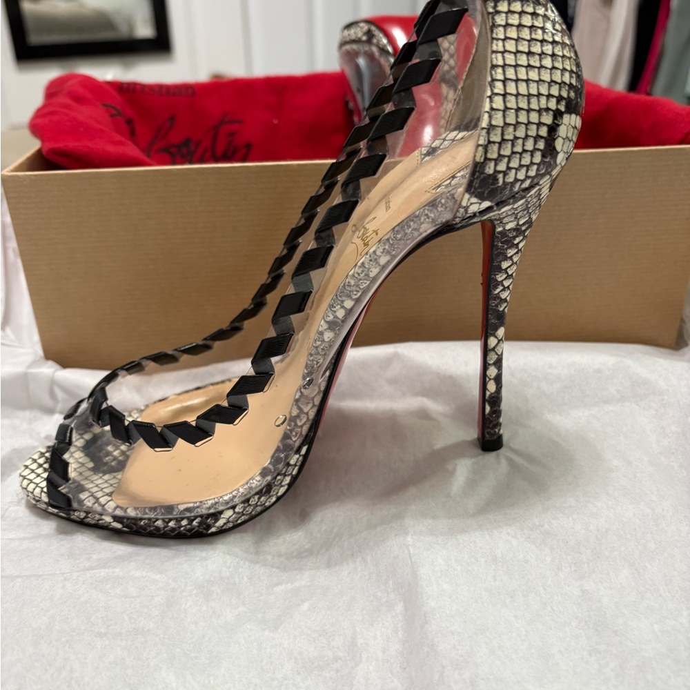 Christian Louboutin HARGARET 120 WATERSNAKE PRINTED/NAP - Picture 7 of 15
